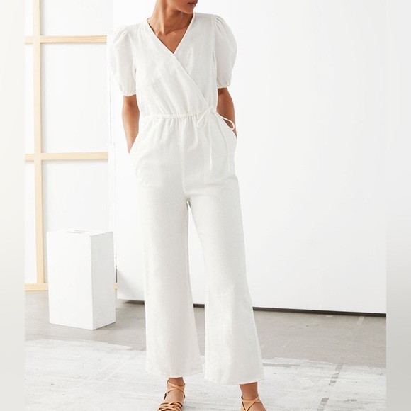 & Other Stories Linen Puff Sleeve Jumpsuit - Picture 8 of 8